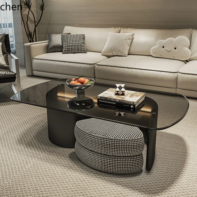 Coffee And Tea Glass - H5.26 luxe glazen salontafel, minimalistische theetafel,
