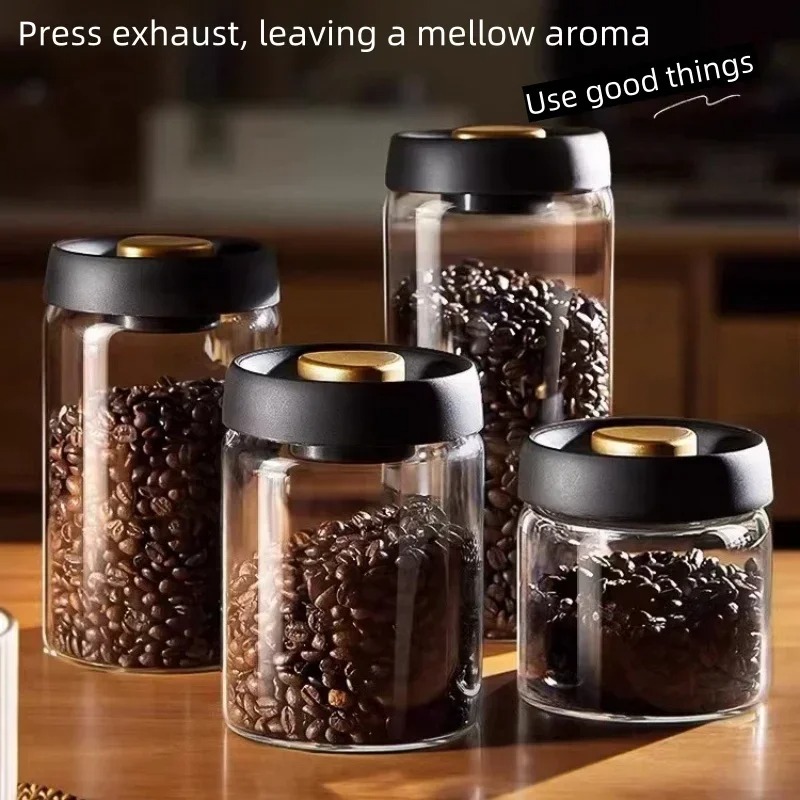 Coffee Tea Containers - Handmatige vacuümverzegelde koffiemot Hoge borosilicaatglas Vochtbestendige