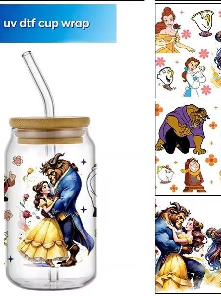 Coffee And Tea Glass - Populaire cartoon prinses UV DTF beker