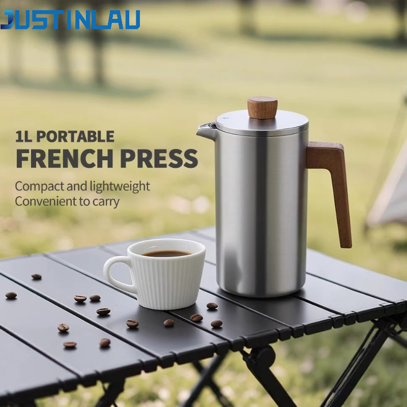 Coffee Tea Pots - JUSTINLAU 1000ml RVS French Press Pot