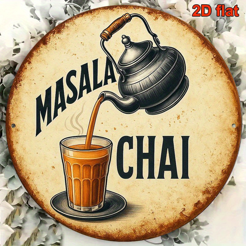 Coffee Tea Recipe - Masala Chai Metalen Bord Vintage 2D