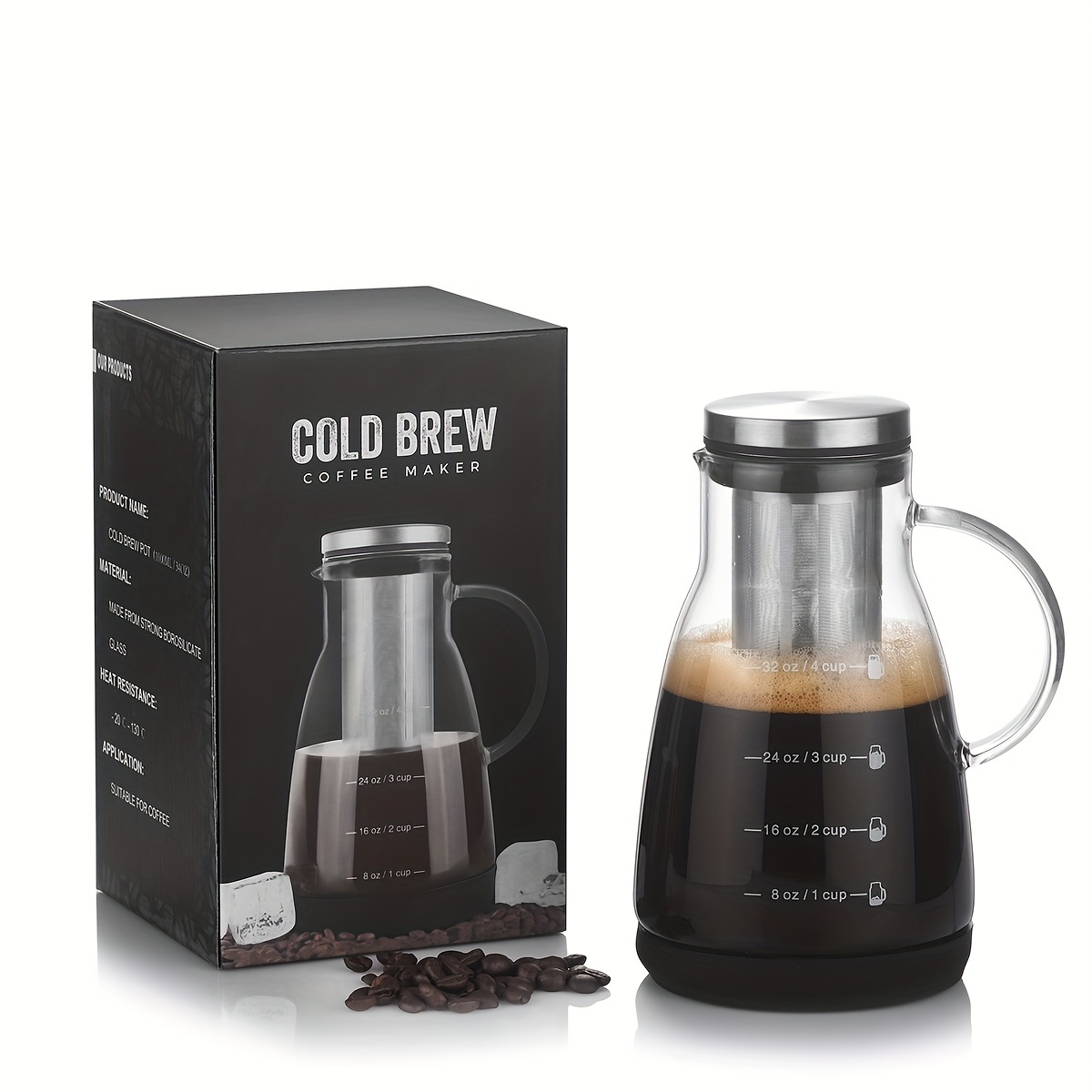 Coffee And Tea Glass - 24oz Classic Glazen Cold Brew Koffiekan,