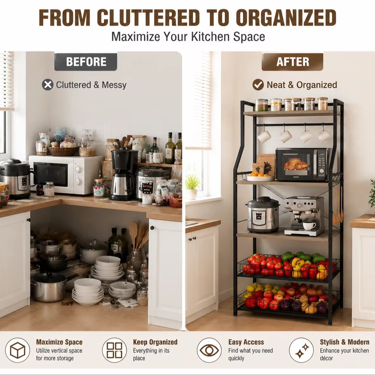 5-laags keukenbakkersrek met m - Coffee Tea Holder recensie en prijs