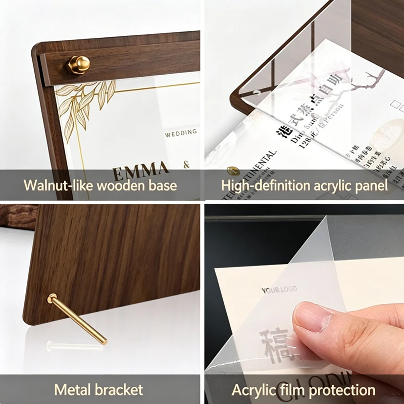Aangepaste A4 A5 Houtnerf Acry - Coffee Tea Menu recensie en prijs